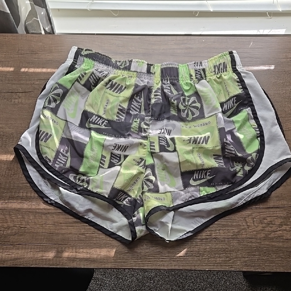 Nike Women's Lime and Gray Athletic Shorts